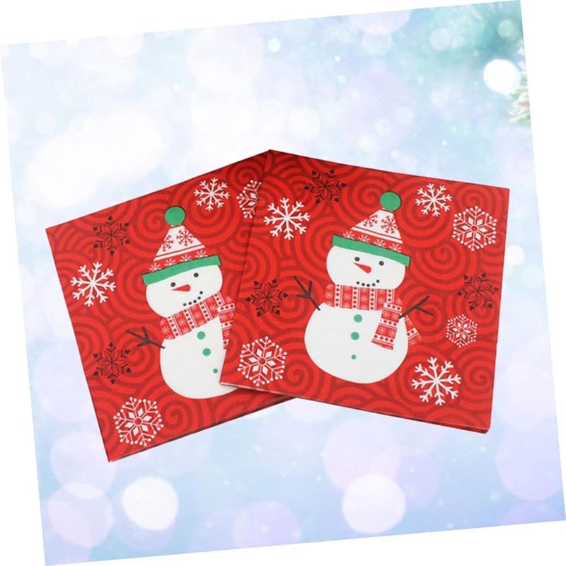 Christmas Snowman Napkins 20 Pack Red Festive Holiday Dinner Party Decorations - Image 2